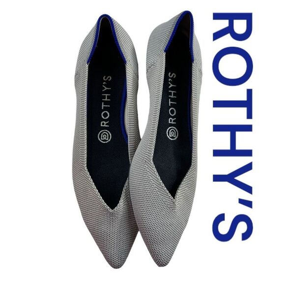 Rothy’s Women’s Knit Solid Light Grey Pointed Toe Flats Shoes Size 8.5 - Picture 2 of 9